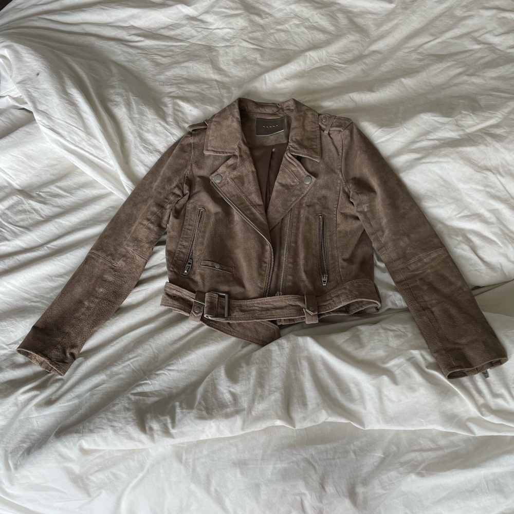 Blank NYC Taupe Suede Moto Jacket